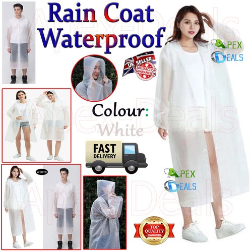 Raincoat Waterproof Poncho Reusable Plastic Adult Camping Festival Rain Coat UK - Picture 1 of 8