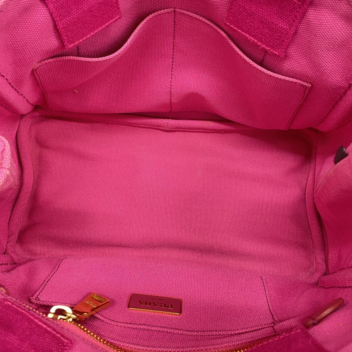 Prada Tote Bag Canapa Canvas Pink Gold Hardware Used Ladies from japan thumbnail 4