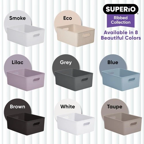 Gerippt Umweltfreundlich Kunststoff Offen Aufbewahrung Behälter Organizer, Groß 15 Liter, 4er Pack - Bild 4 von 9