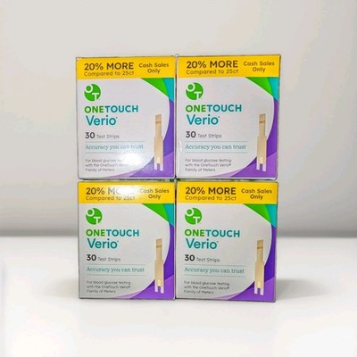 120 OneTouch Verio Test Strips (4 Boxes of 30) Exp 8/31/2027+