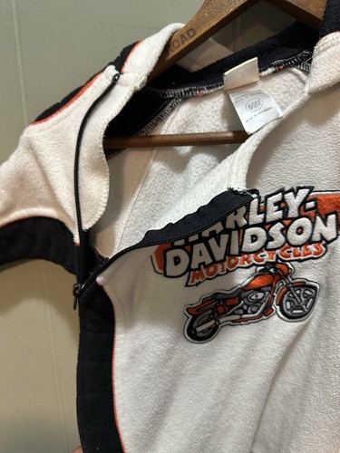 Harley Davidson Fleece Outdoor Chore Snowsuit One Piece Side Zip Baby’s 6/9 Mnth - Picture 4 of 5