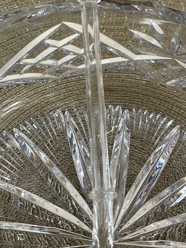 Vintage Heavy Cut Crystal Bowl & Spoon – Diamond Starburst Pattern 3kg VGC - Picture 6 of 9