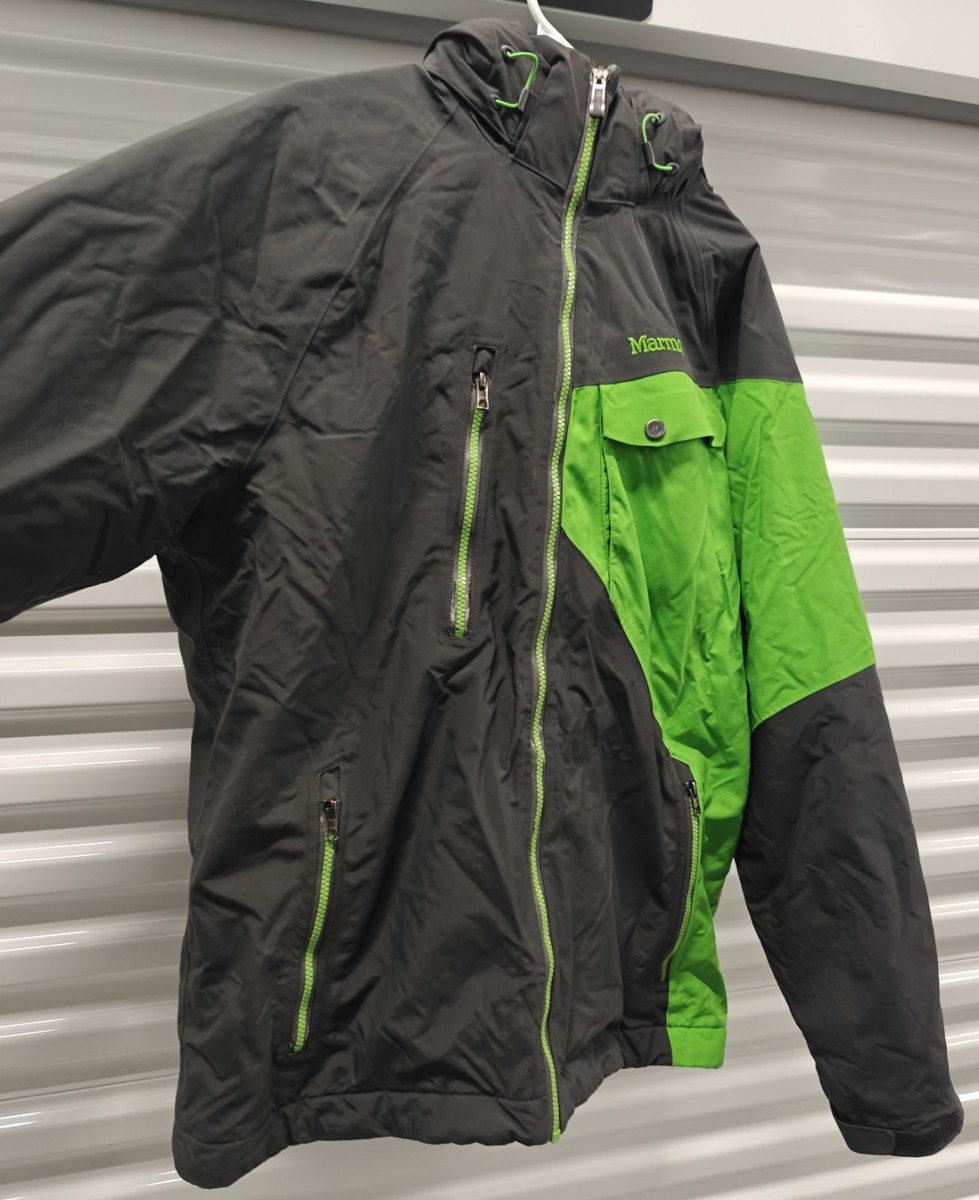 Marmot MemBrain Ski Jacket Mens Medium Gray Green Hooded