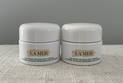 2 X LA MER The Moisturizing Soft Cream .24 oz / 7 ml EMPTY JARS Travel Sz