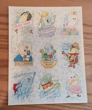 Vintage 1984 Hallmark Scratch n Sniff Sticker Sheet Soap Bubbles 