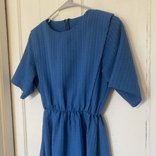 Amish Mennonite Cape Dress 36” Bust/20-30” Waist Modest Zip Handmade Blue