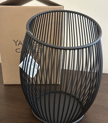 Yankee Candle Spiral 9'' Black Iron Holder Fits Large Sz Jars Bowed NIB