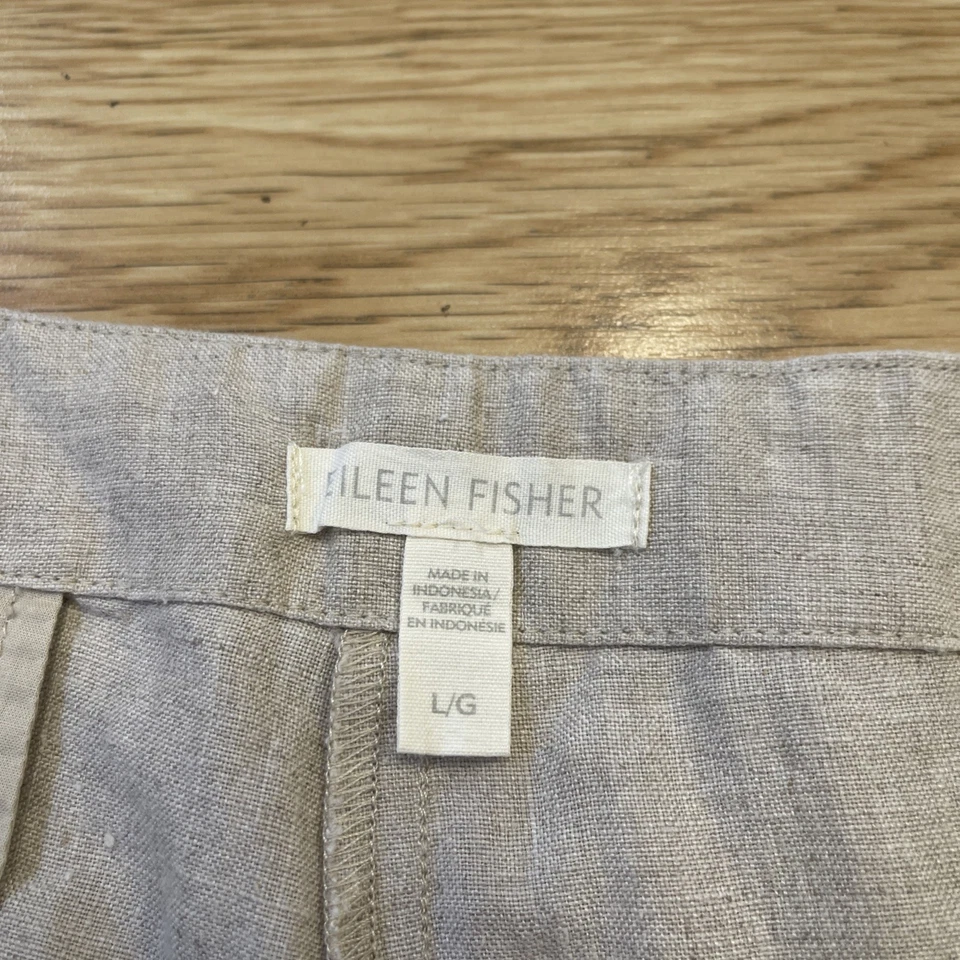 Eileen Fisher Shorts Womens Large Beige Linen Pull On Relaxed Fit Summer Casual - Image 4 of 4
