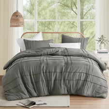 Comfort Spaces Grey Twin Comforter Set - 2 Pc Pintuck Pleated Bedding