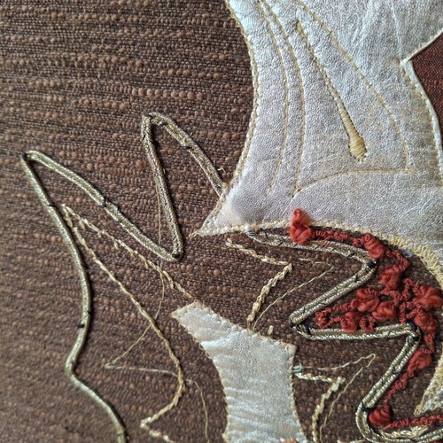 Fabuloso arte de pared textil vintage retro años 70 costura bordado Crewel Jane Page? - Imagen 5 de 18