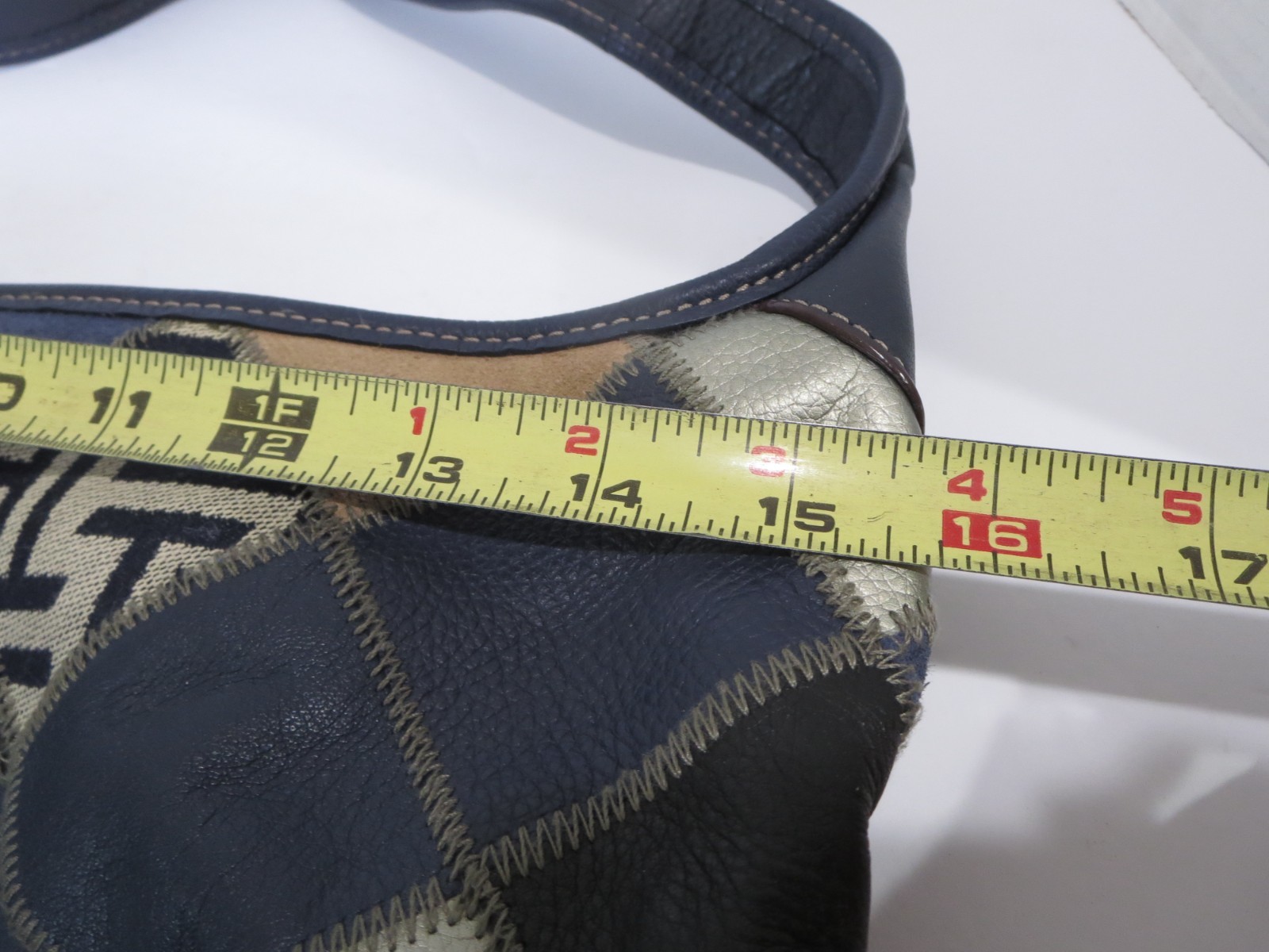 Tignanello Boho Blue Leather Patchwork Handbag Wo… - image 11