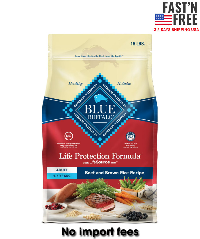 Blue Buffalo Life Protection Formula Natural Dog Food, Beef & Brown Rice, 15 lb