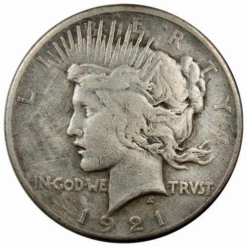 1921 High Relief Peace Dollar VF+ VERY FINE Cleaned KEY DATE A2419