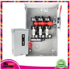 Heavy Duty 60A Safety Switch Disconnect Box Fusible 3-Pole for Outdoor HVAC