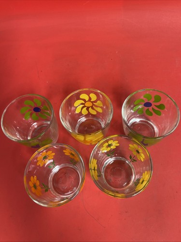 Vintage Hazel Atlas 1/2 Pint Breakstone Sour Cream Glasses Great Colors - Picture 2 of 6