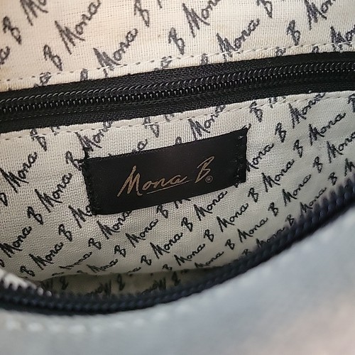 Mona B. Gardenia Shoulder Bag Purse Gray Pink Flower Fashion Recycled Fabric - Picture 9 of 9