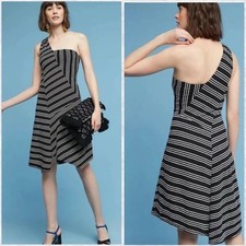 Anthropologie Maeve One-Shoulder Asymmetrical Dress Striped XS Boho Festival 