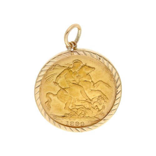 Pre-Owned 1999 Full Sovereign Coin In 9ct Gold Pendant Mount 9ct with ...
