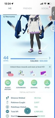 Pokemon Go (Stufe 44) Shiny Legendary Ultrabeast Necrozma (5 Legendären)