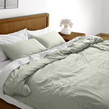 100 Organic Washed Cotton Percale Weave Duvet Cover Queen Set GOTS Certified