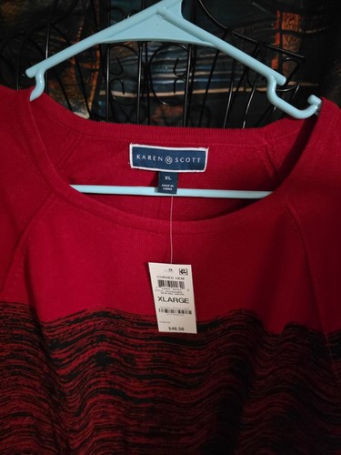 Karen Scott Sweater Womens XL Red And Black Brand New In Packaging - Picture 4 of 6