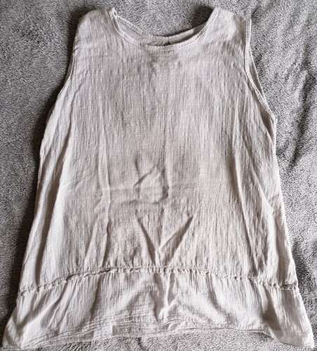 Shirt Top Bluse Longshirt Shirtkleid Gr. S 36 beige Leinen-Stoff Frühling Sommer