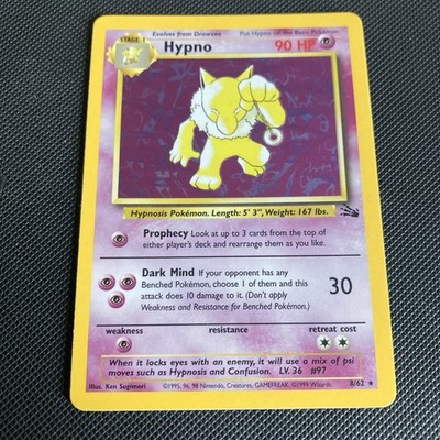 Hypno 8/62 Fossil Set Holo Rare Unlimited Pokemon Karte Pokémon TCG WOTC