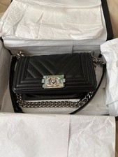 Chanel Black and Silver Boy Bag Small in original packaging and authenticty card