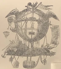 Rubber Stamp Cling - 1804 Minerva Fantasy Scientific Exploration Balloon