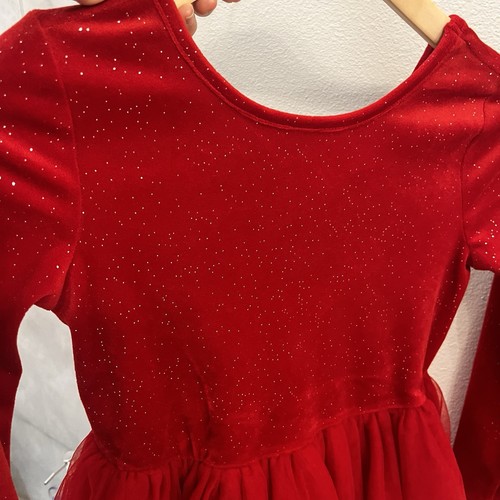 Cat & Jack Tutu Dress Red Velvet Glitter Christmas Girls Sz 6/7 - Picture 4 of 9