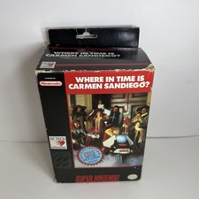 Where in Time is Carmen Sandiego w/Book Complete Game SNES Super Nintendo Box