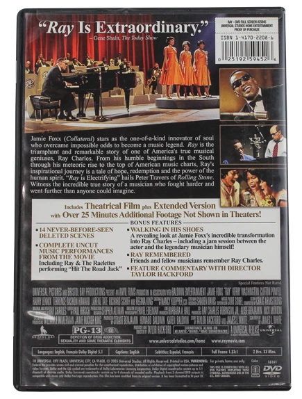 Ray DVD Jamie Foxx Full Screen 2005 Bristol Bay PG-13 Soul Music Pre-Owned Foto 2 de 4