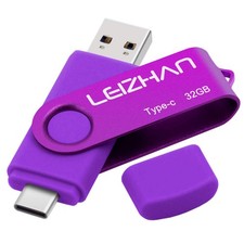 leizhan 32GB USB C Flash Drive 3.0, Type C 32GB(Type-C&USB 3.0), Purple
