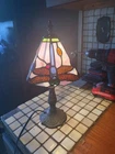 VTG STAINED GLASS “DRAGONFLY”  12” High Accent LAMP Tiffany Excellent Condition