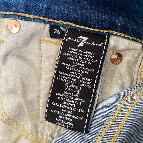 7 For All Mankind Gwenevere Distressed Jeans Blue Medium Wash Skinny Womens 26 - Picture 10 of 11