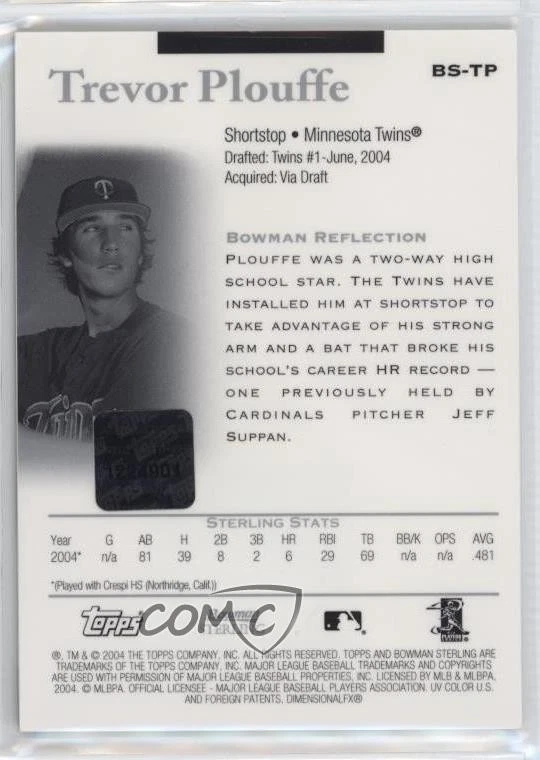 2004 Bowman Sterling Trevor Plouffe #BS-TP Auto - Image 2 of 2