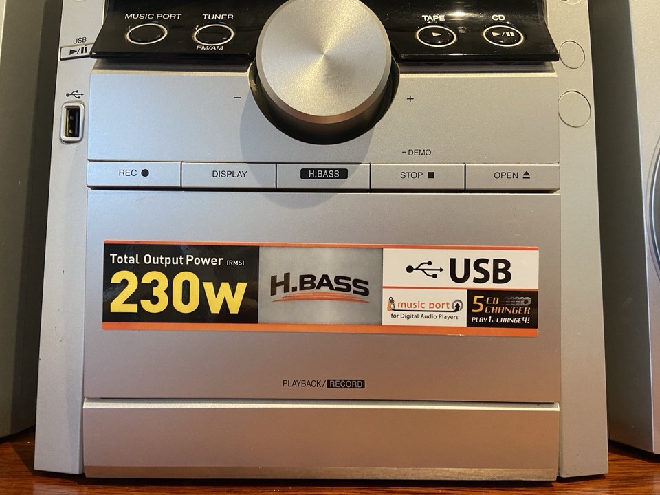 Sign Disc/usb Panasonic SA-AK250 230W Stereo System 5 Disc CD Changer Tape USB MP3 H ...