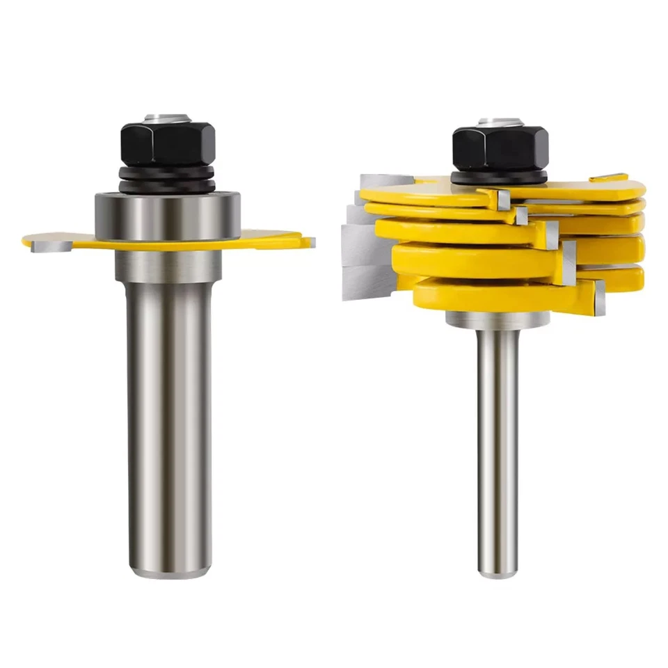 2Pcs Tongue & Groove Router Bits 1/4" 1/2" Shank 3 Teeth Adjustable T Shape Bits - Image 3 of 4