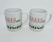 The Cellar (MACY'S) Coffee Cups Mugs White Fa La La La Latte Holiday Mugs 2