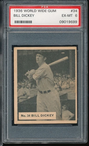 1936 World Wide Gum Bill Dickey #34 PSA 6 - Yankees POP 1 highest