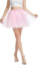 Adult Women's 4 - Layered Fluffy Tulle Tutu Skirt for One Size, Light Pink