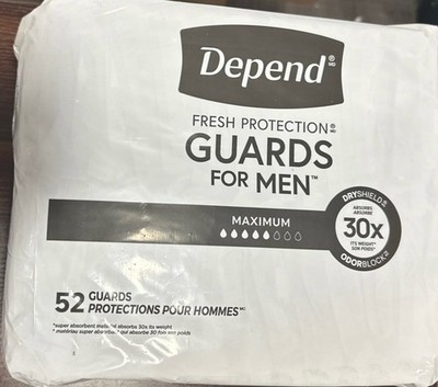 Depend FRESH PROTECTION GUARDS for MEN 104 Count Absorbs 30X ODORBLOCK DRYSHIELD