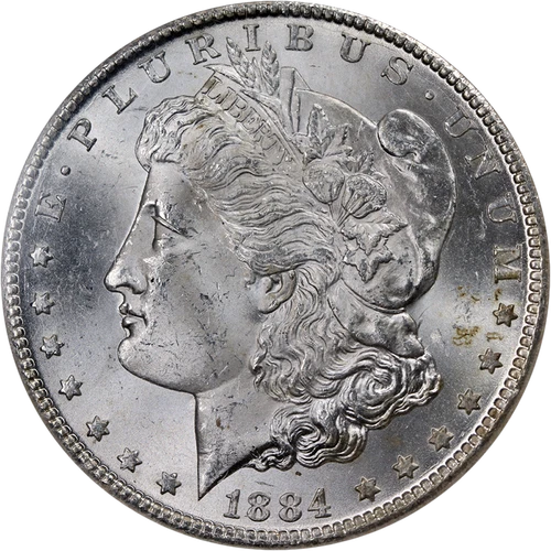 1884-CC Morgan Silver Dollar NGC MS64 Blast White Strong Strike