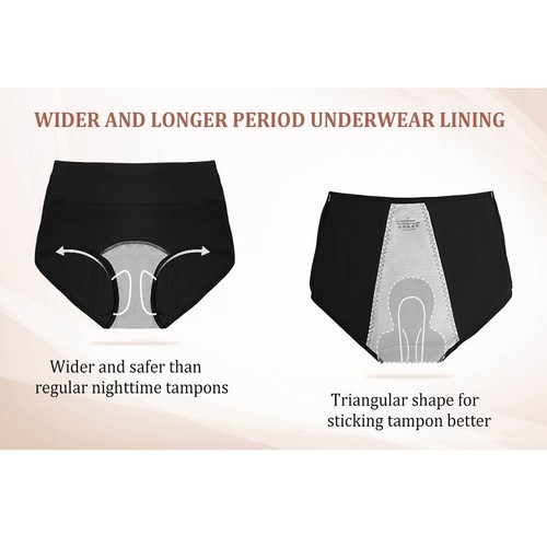 5 Pack Womens Period Panties Mid Waist Menstrual Leakproof Underwear Briefs - Picture 8 of 15