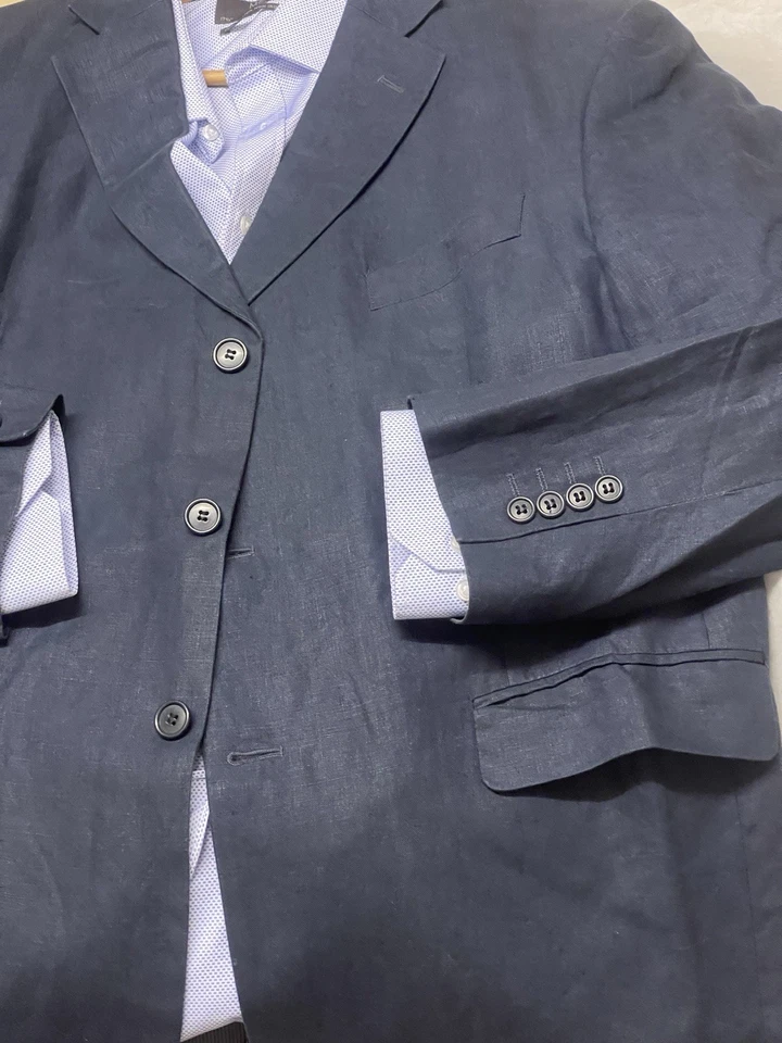 MARKS&SPENCER INSPIRED BY ITALY -3Buttons 100% Linen  Notched Blazer Mens U.K-44 - Image 4 of 4