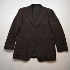 Vtg 40R Brown Birdseye 100 Wool Tweed Mens Blazer Jacket Sport Coat