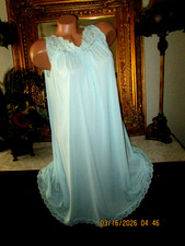 Shadowline Women's Vtg Soft Nightgown lacy rosebuds lingerie gown dress S