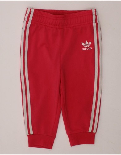 ADIDAS Baby Girls Joggers Tracksuit Trousers 9-12 Months Pink Cotton BV01