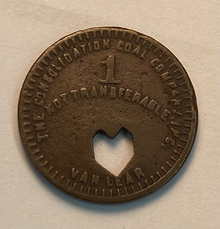 Van Lear, KY Kentucky Coal Scrip Token - Consolidation Coal Co. - 1 Cent