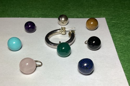 Sterling Silber Creolen mit austauschbaren Halbedelsteinen & 925 Perlen - Bild 4 von 24